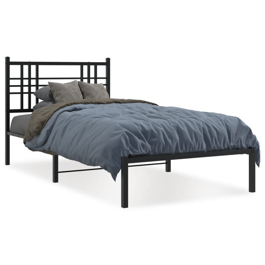 sengeramme med sengegavl 90x190 cm metal sort