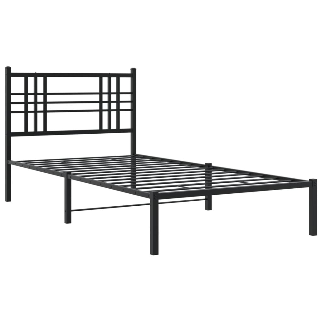 sengeramme med sengegavl 90x190 cm metal sort