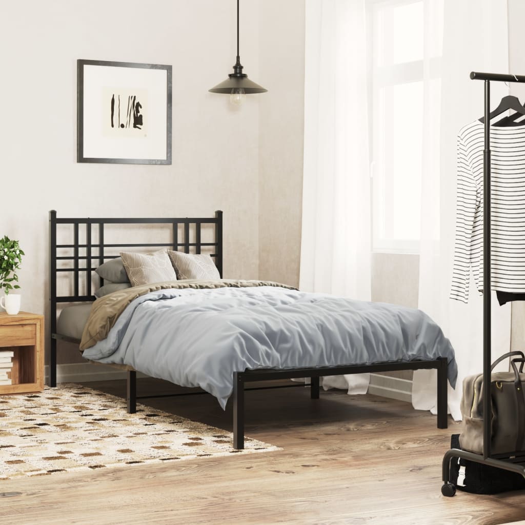 sengeramme med sengegavl 90x190 cm metal sort
