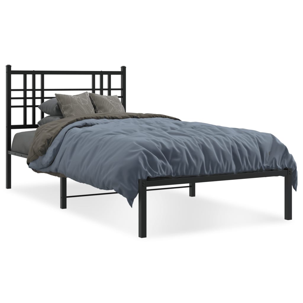 sengeramme med sengegavl 100x190 cm metal sort