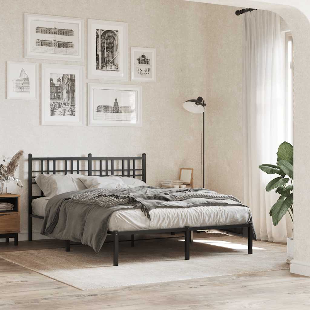 sengeramme med sengegavl 120x200 cm metal sort