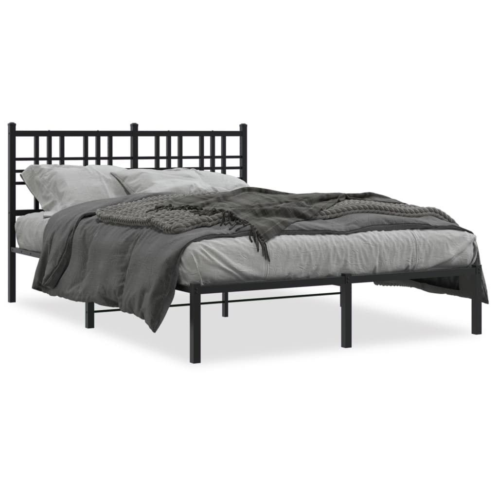 sengeramme med sengegavl 135x190 cm metal sort
