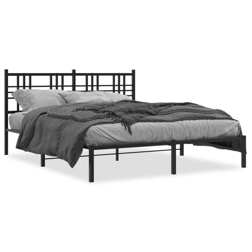 sengeramme med sengegavl 150x200 cm metal sort