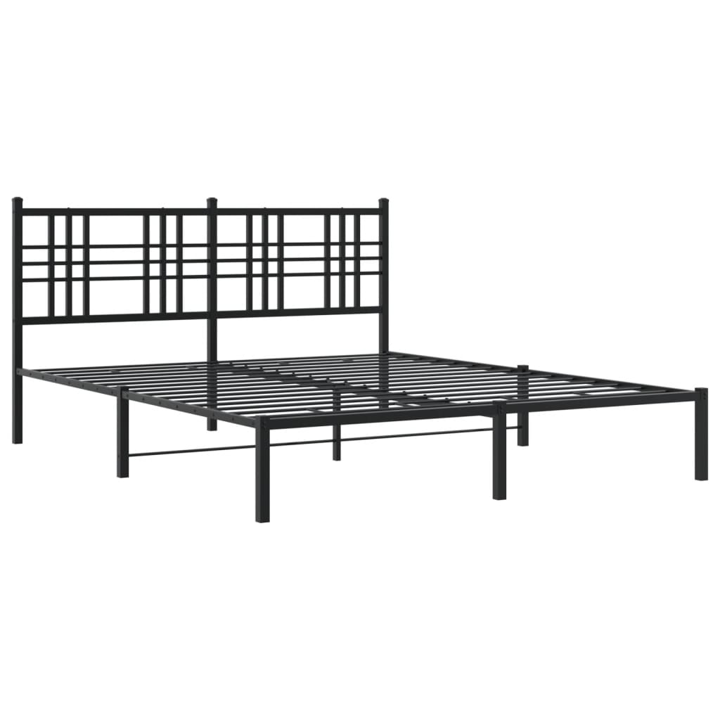 sengeramme med sengegavl 150x200 cm metal sort