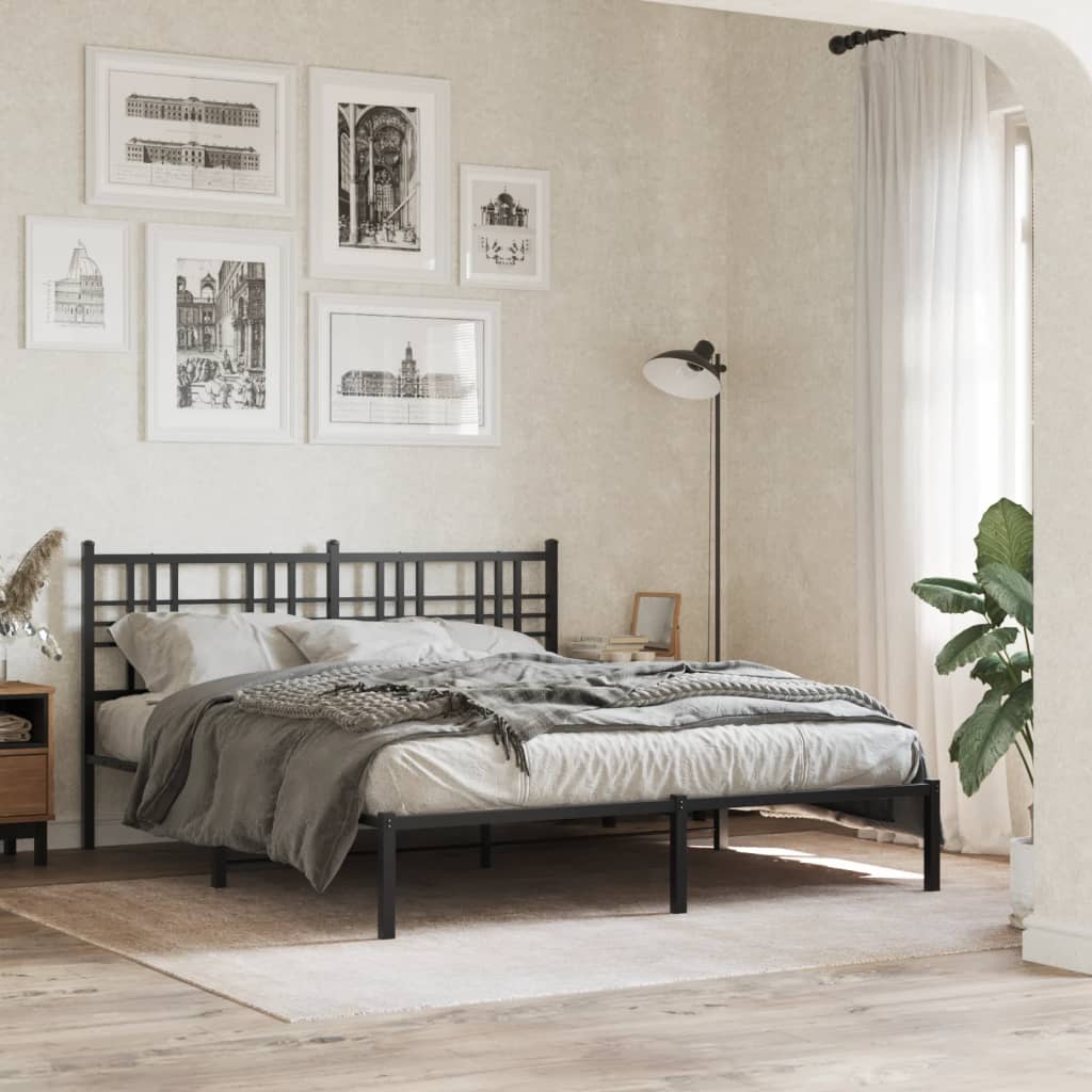 sengeramme med sengegavl 150x200 cm metal sort