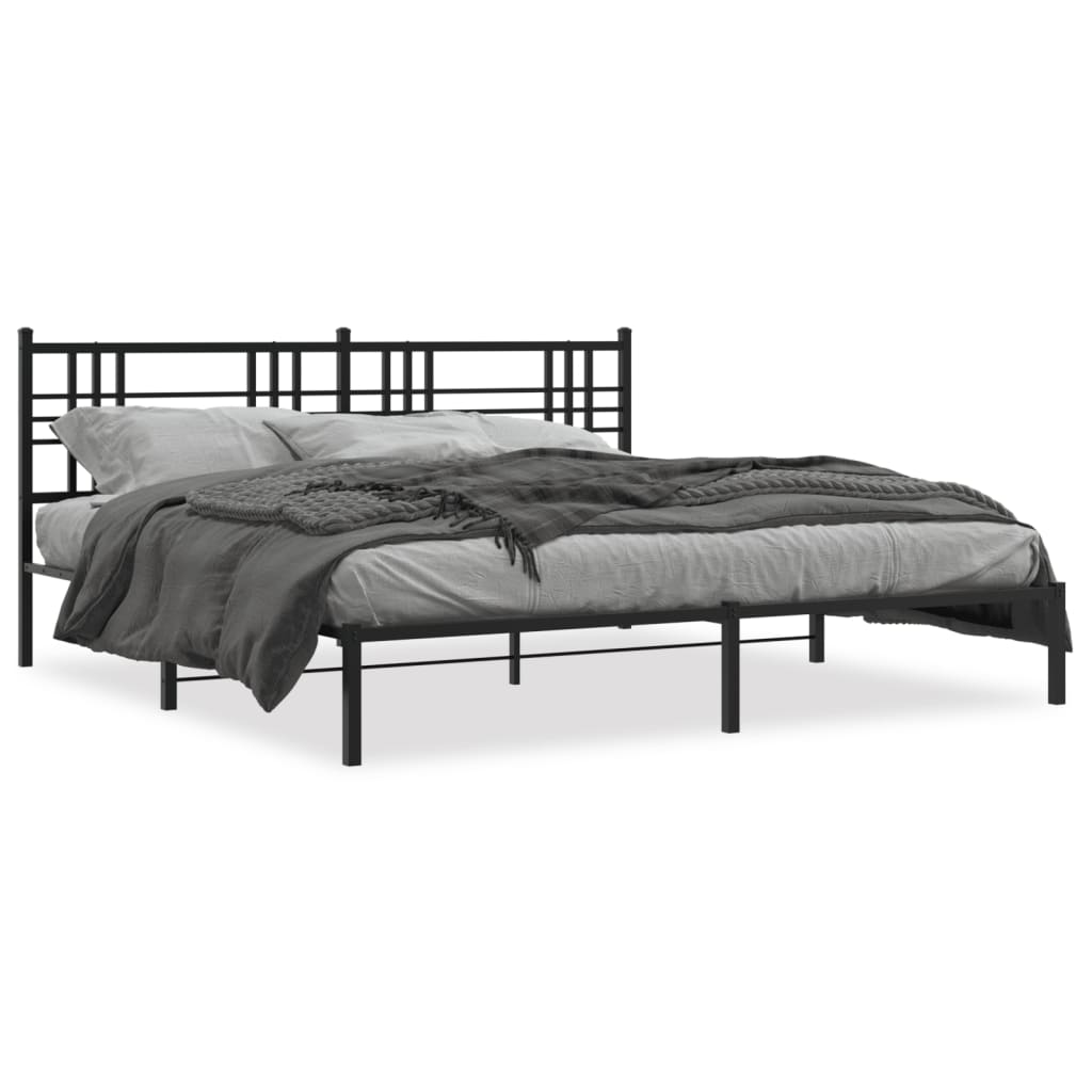 sengeramme med sengegavl 183x213 cm metal sort