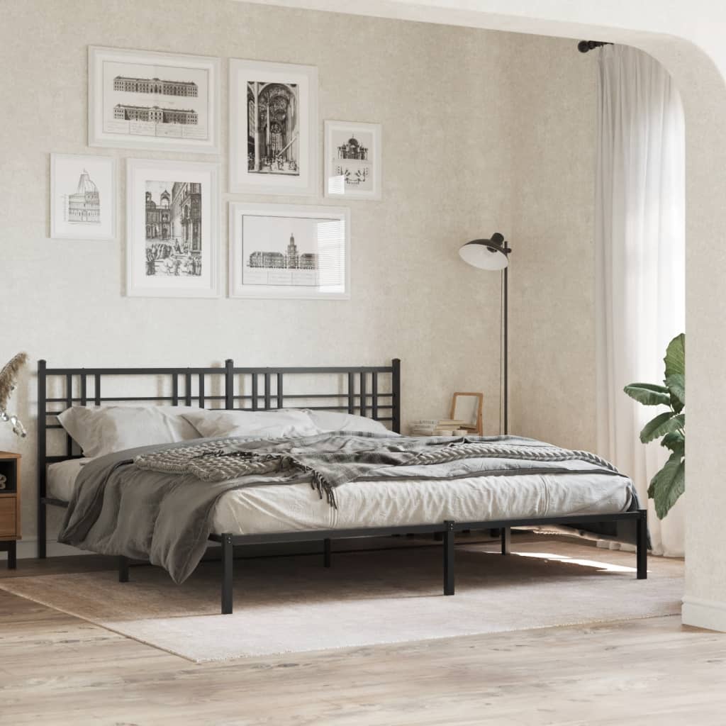 sengeramme med sengegavl 183x213 cm metal sort