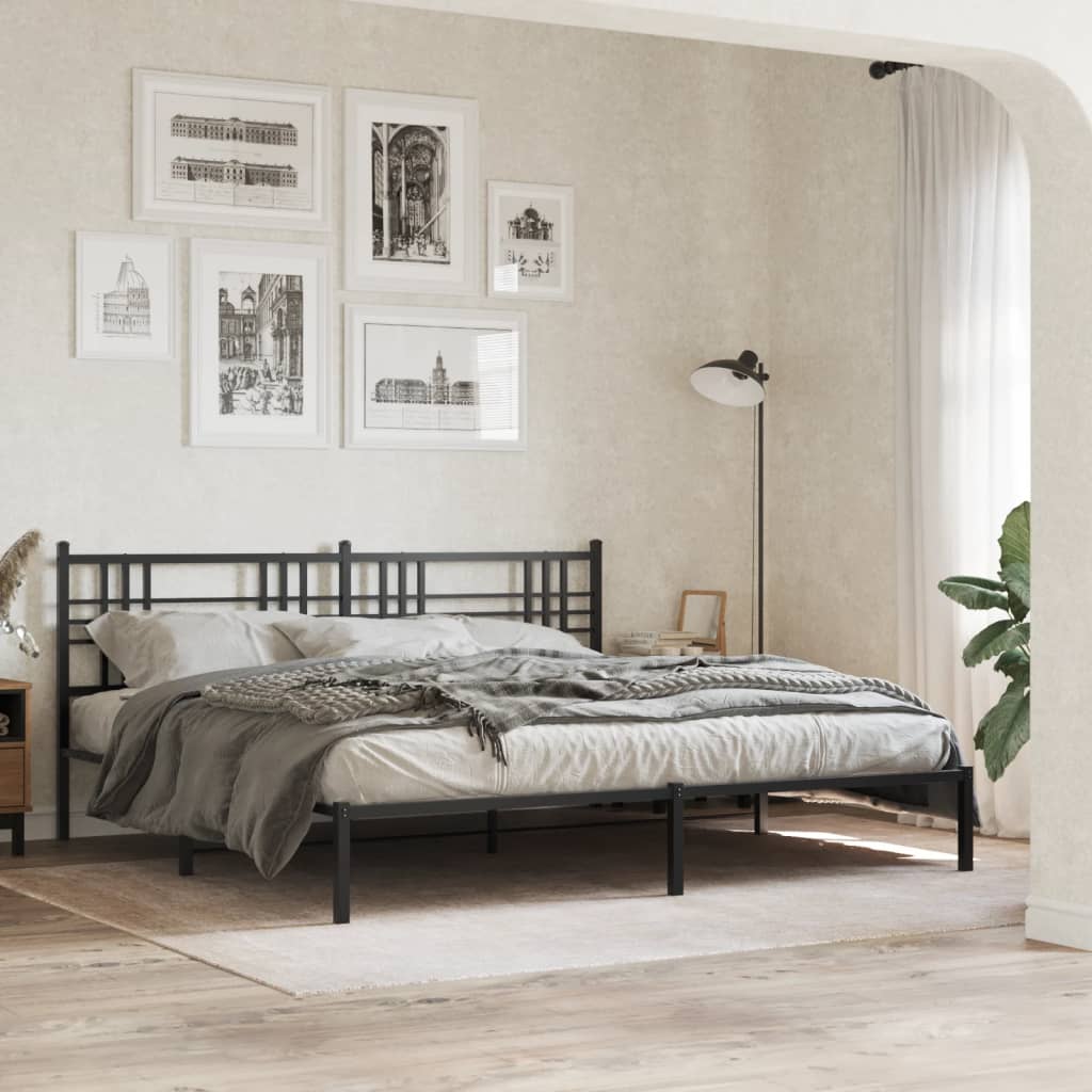 sengeramme med sengegavl 193x203 cm metal sort