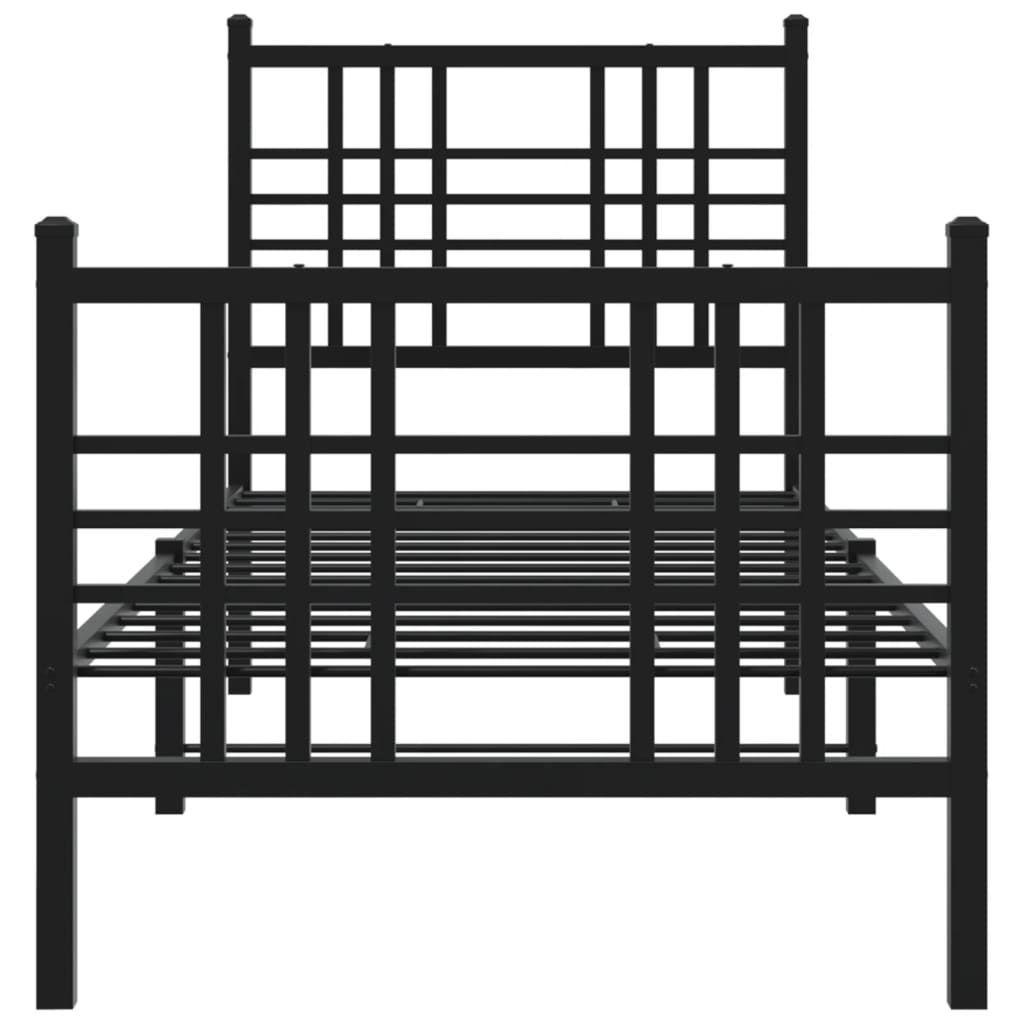 sengeramme med sengegavl og fodgærde 75x190 cm metal sort
