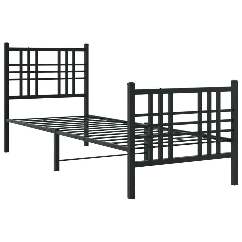 sengeramme med sengegavl og fodgærde 80x200 cm metal sort