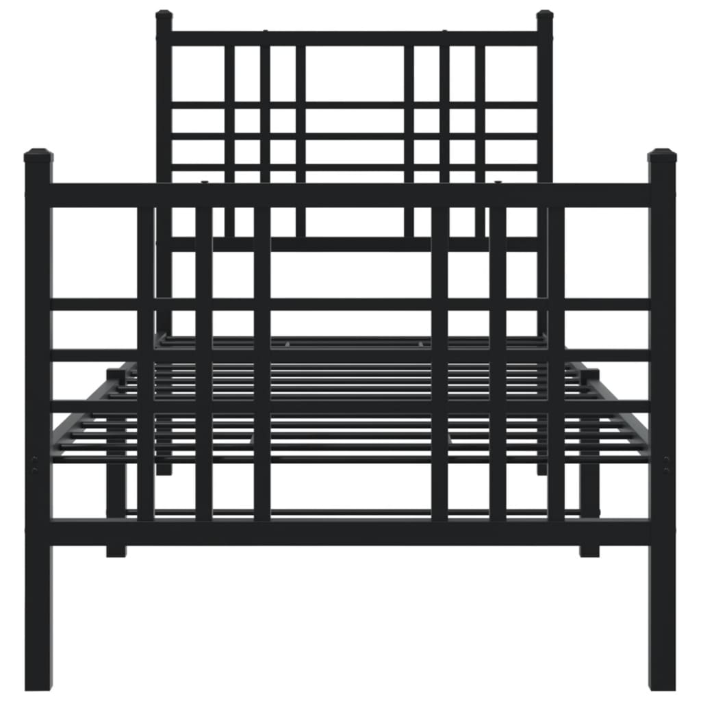 sengeramme med sengegavl og fodgærde 80x200 cm metal sort