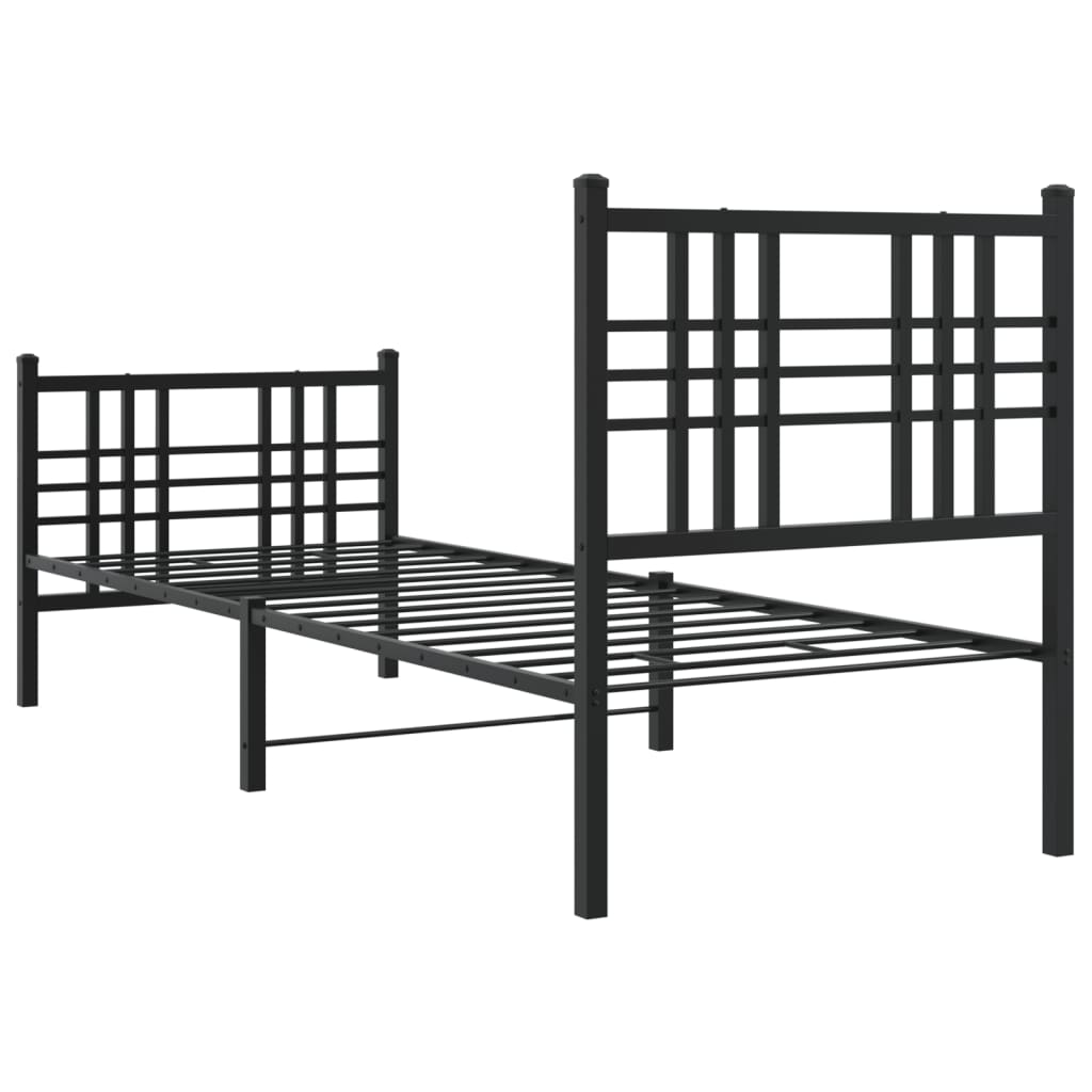 sengeramme med sengegavl og fodgærde 80x200 cm metal sort