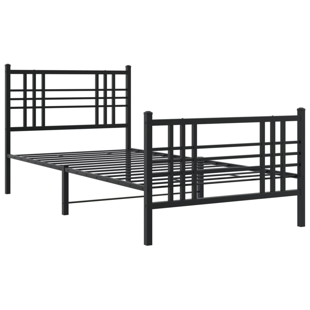 sengeramme med sengegavl og fodgærde 90x190 cm metal sort