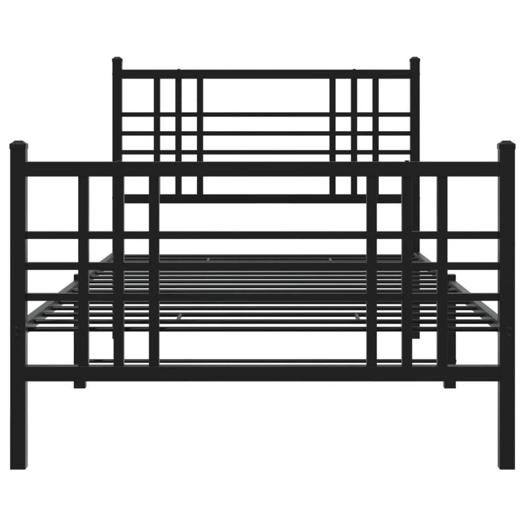 sengeramme med sengegavl og fodgærde 90x190 cm metal sort