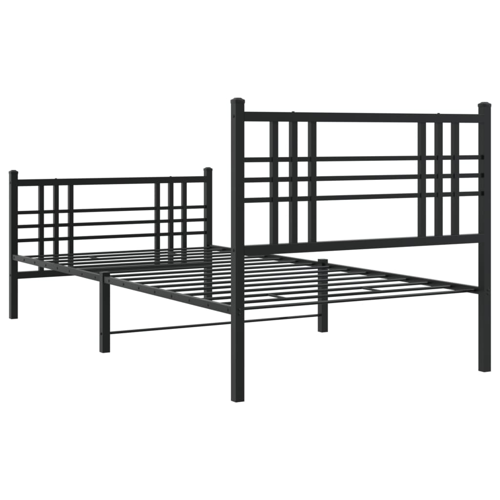 sengeramme med sengegavl og fodgærde 90x190 cm metal sort