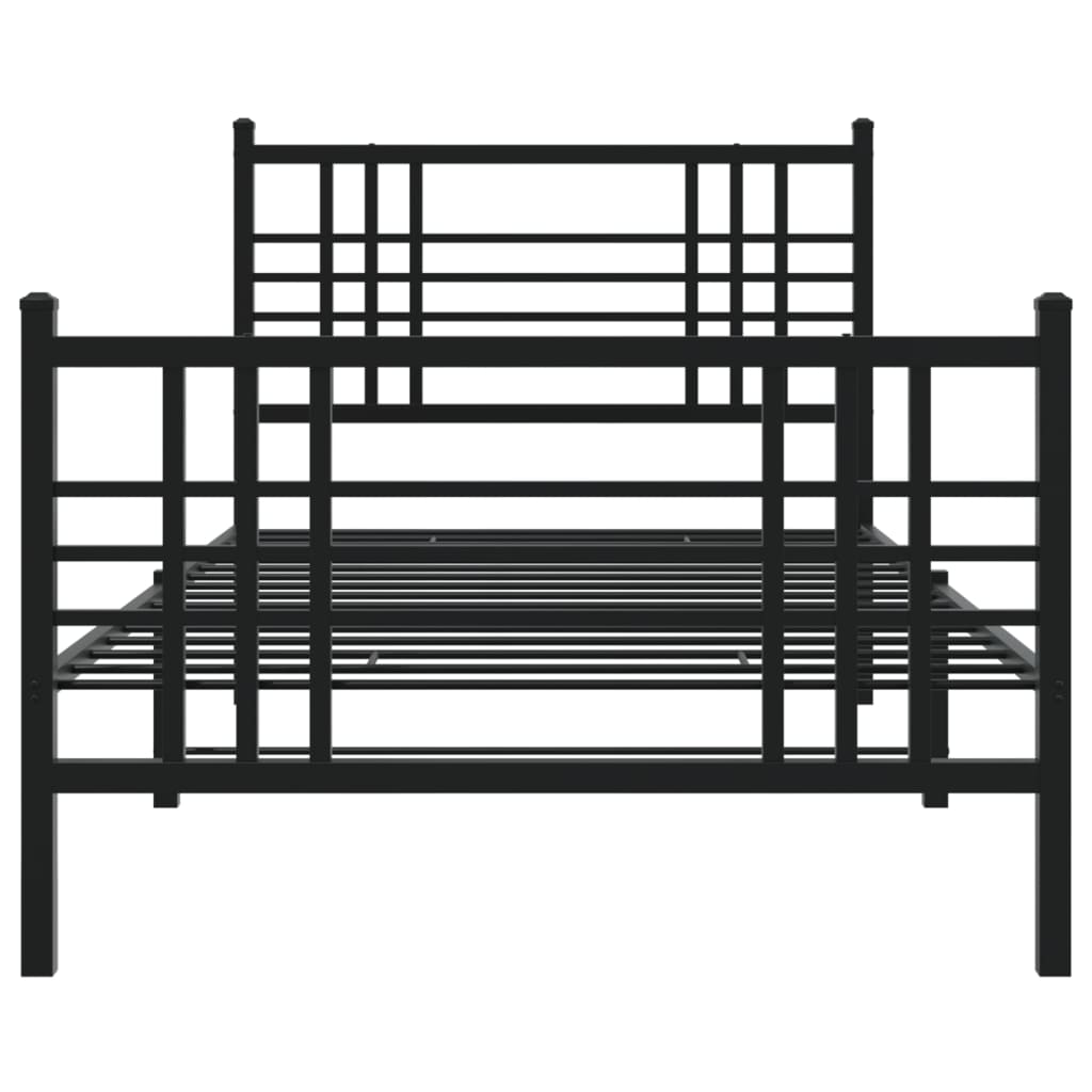 sengeramme med sengegavl og fodgærde 100x190 cm metal sort