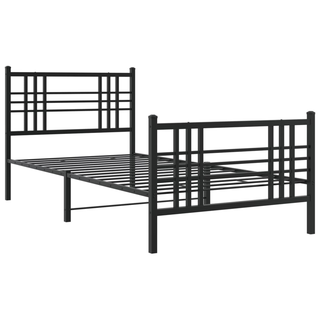 sengeramme med sengegavl og fodgærde 100x200 cm metal sort