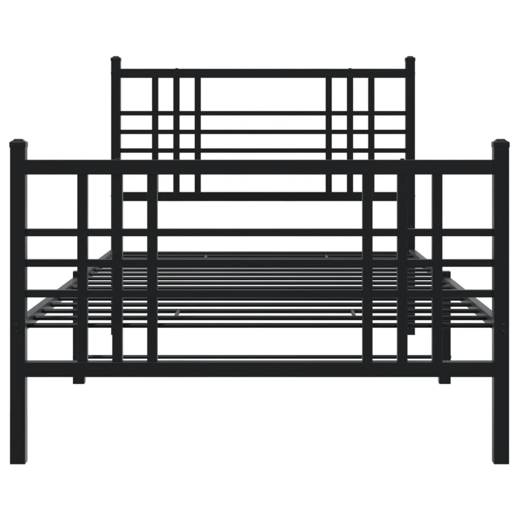 sengeramme med sengegavl og fodgærde 100x200 cm metal sort