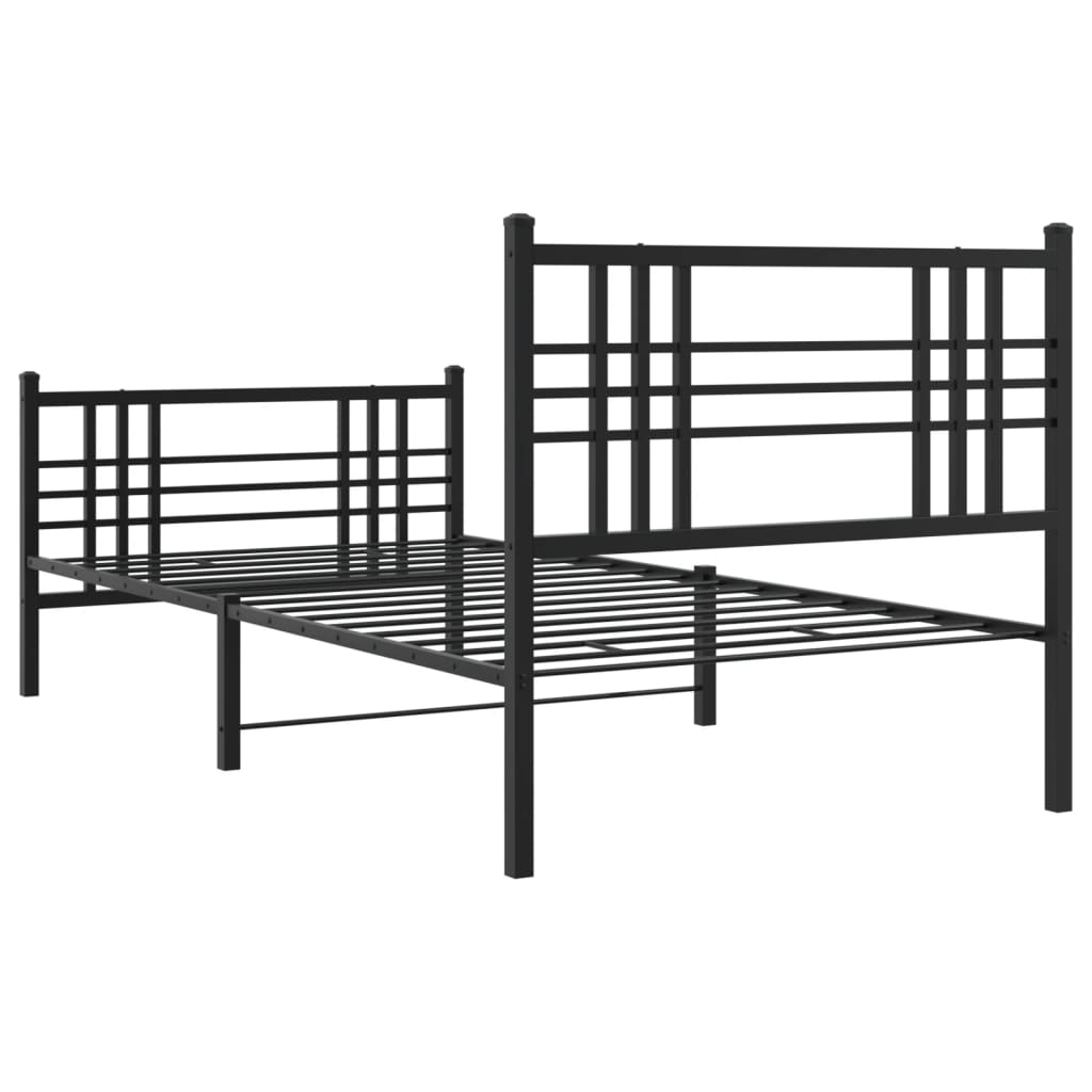sengeramme med sengegavl og fodgærde 100x200 cm metal sort