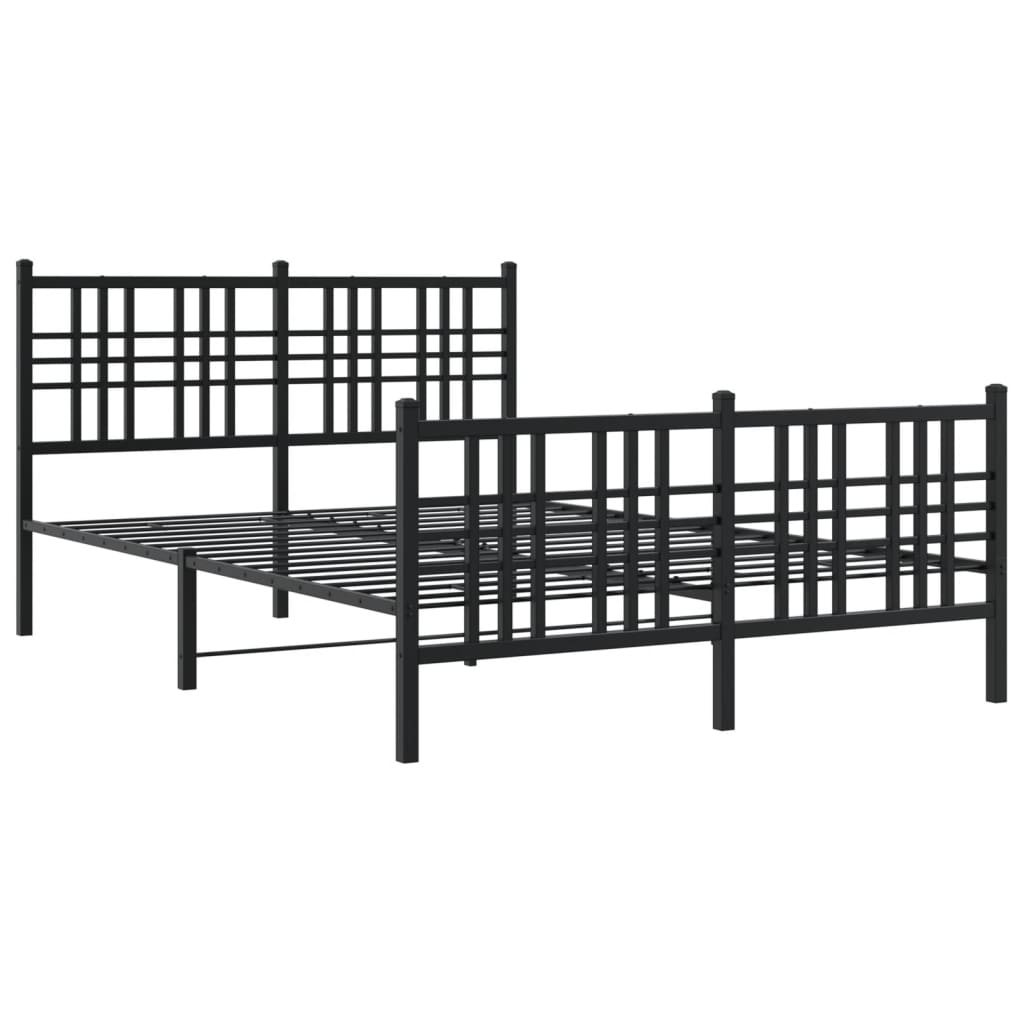 sengeramme med sengegavl og fodgærde 120x190 cm metal sort