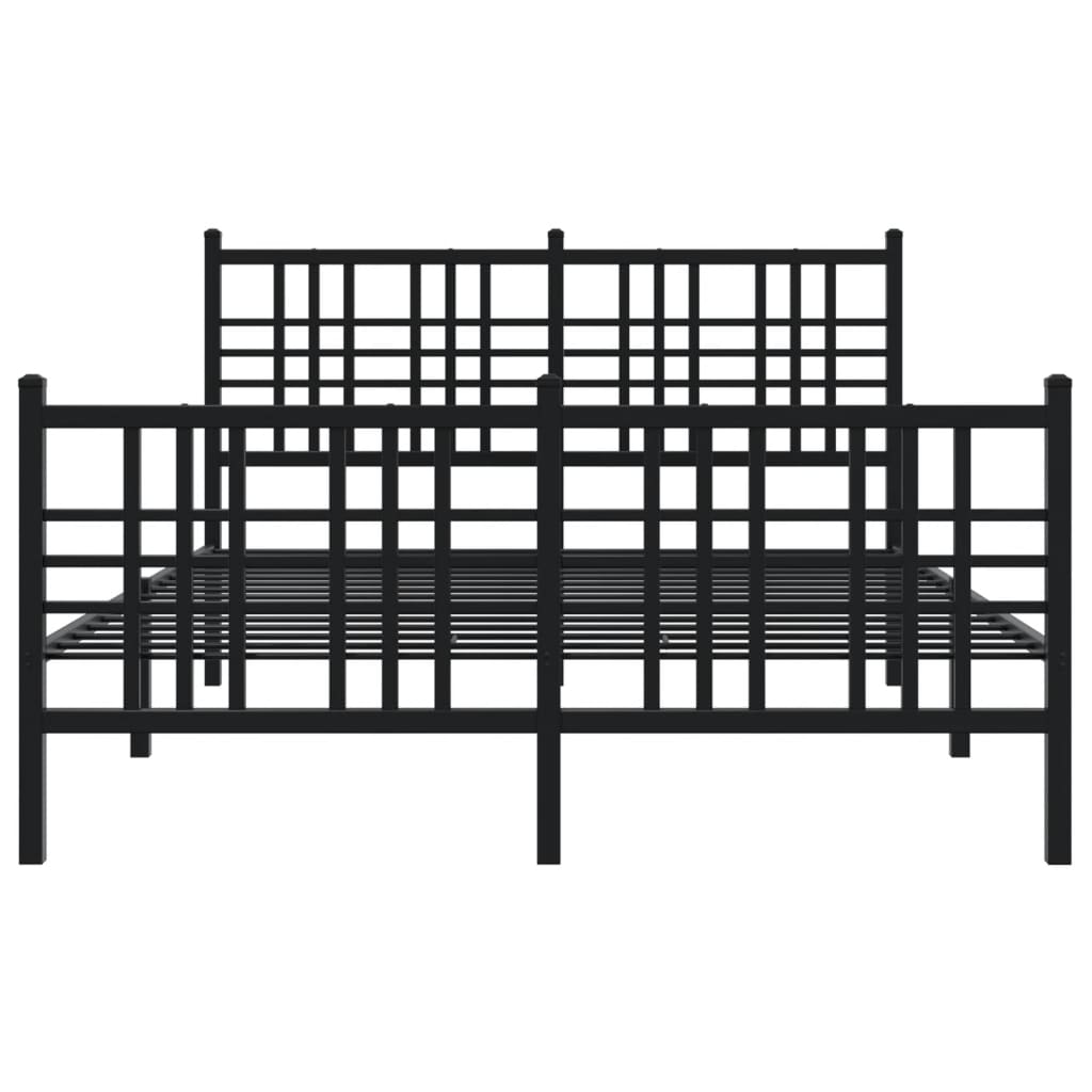 sengeramme med sengegavl og fodgærde 120x190 cm metal sort