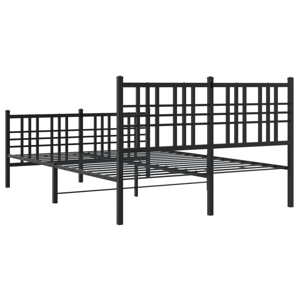 sengeramme med sengegavl og fodgærde 120x190 cm metal sort