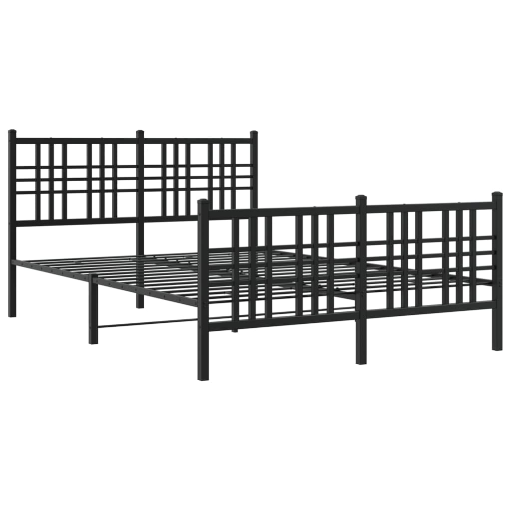 sengeramme med sengegavl og fodgærde 137x190 cm metal sort