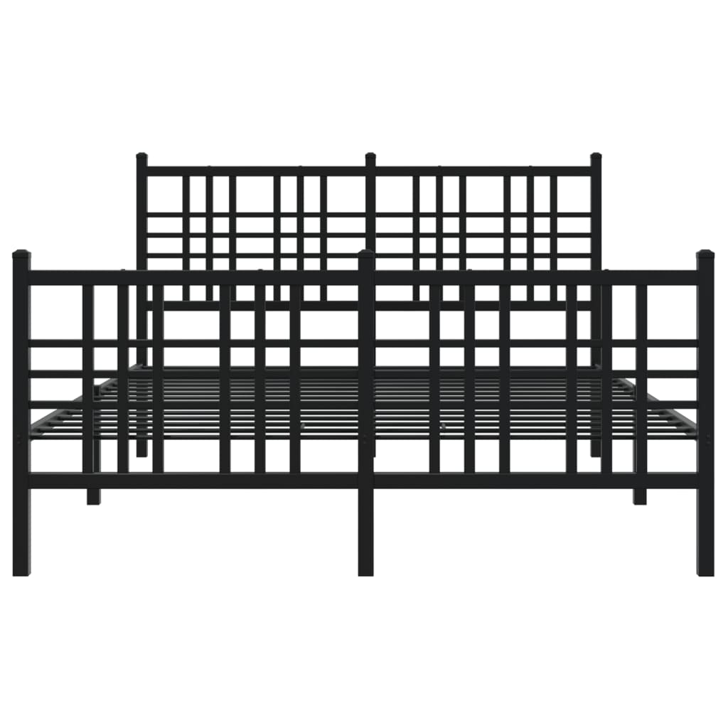 sengeramme med sengegavl og fodgærde 137x190 cm metal sort