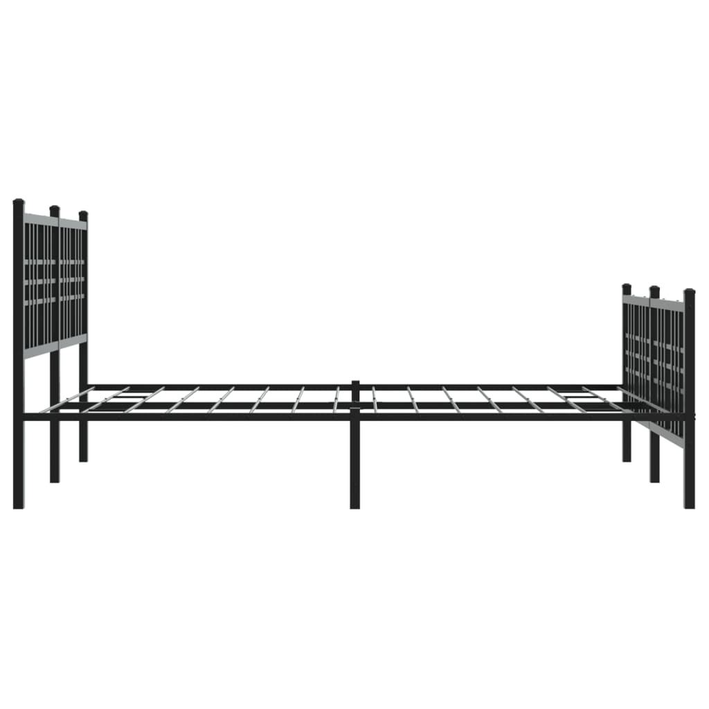 sengeramme med sengegavl og fodgærde 137x190 cm metal sort