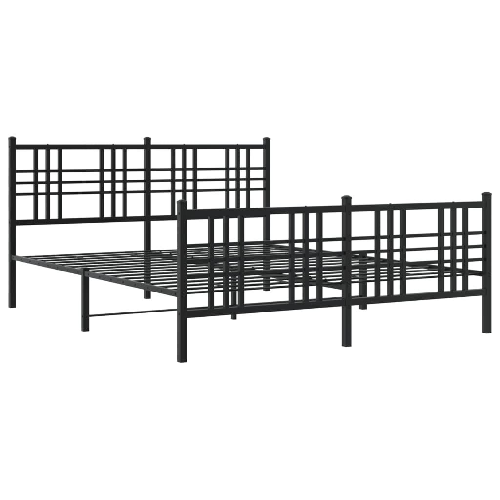 sengeramme med sengegavl og fodgærde 150x200 cm metal sort