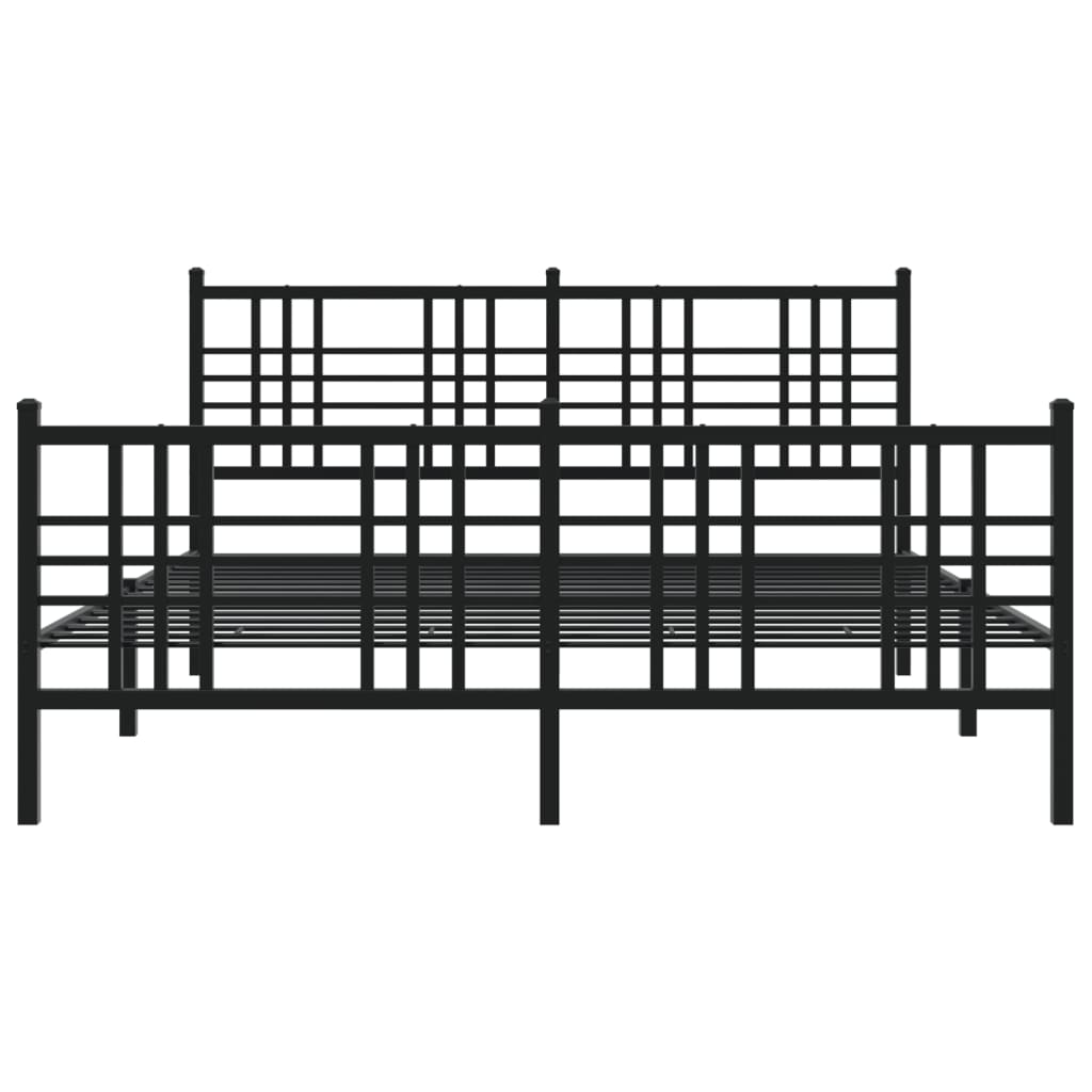 sengeramme med sengegavl og fodgærde 150x200 cm metal sort