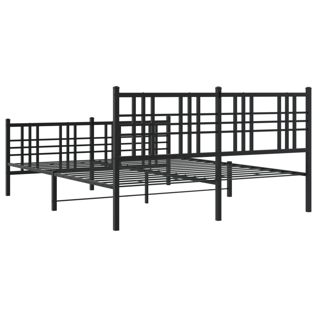sengeramme med sengegavl og fodgærde 150x200 cm metal sort