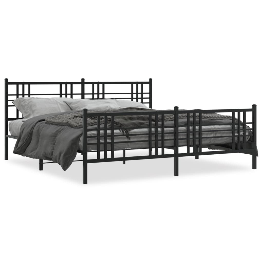 sengeramme med sengegavl og fodgærde 183x213 cm metal sort