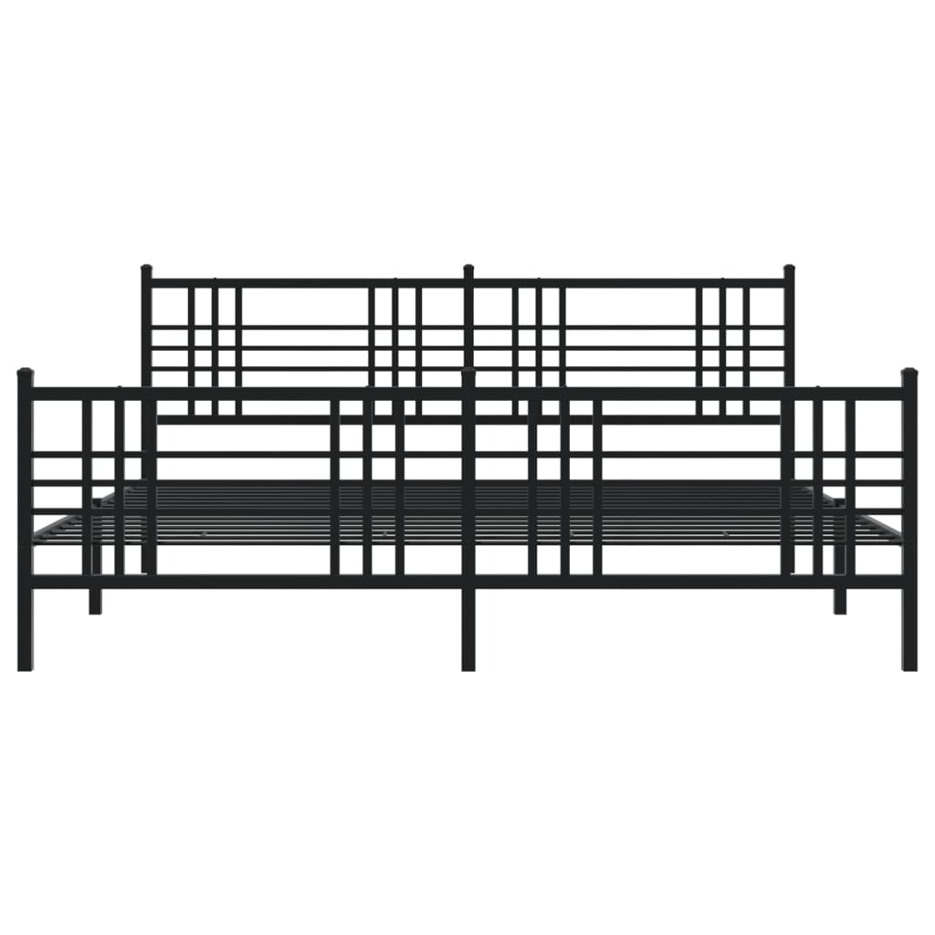 sengeramme med sengegavl og fodgærde 183x213 cm metal sort