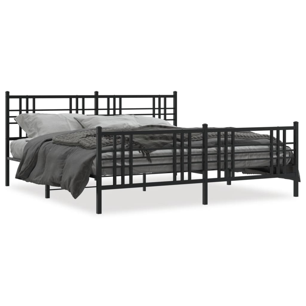 sengeramme med sengegavl og fodgærde 193x203 cm metal sort