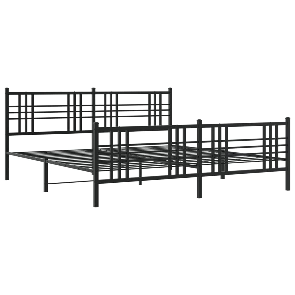 sengeramme med sengegavl og fodgærde 193x203 cm metal sort