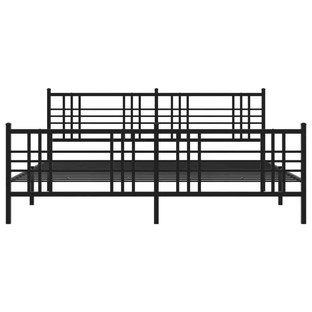 sengeramme med sengegavl og fodgærde 193x203 cm metal sort