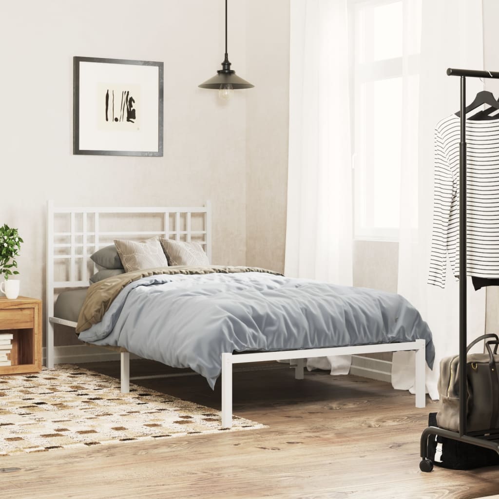 sengeramme med sengegavl 100x190 cm metal hvid