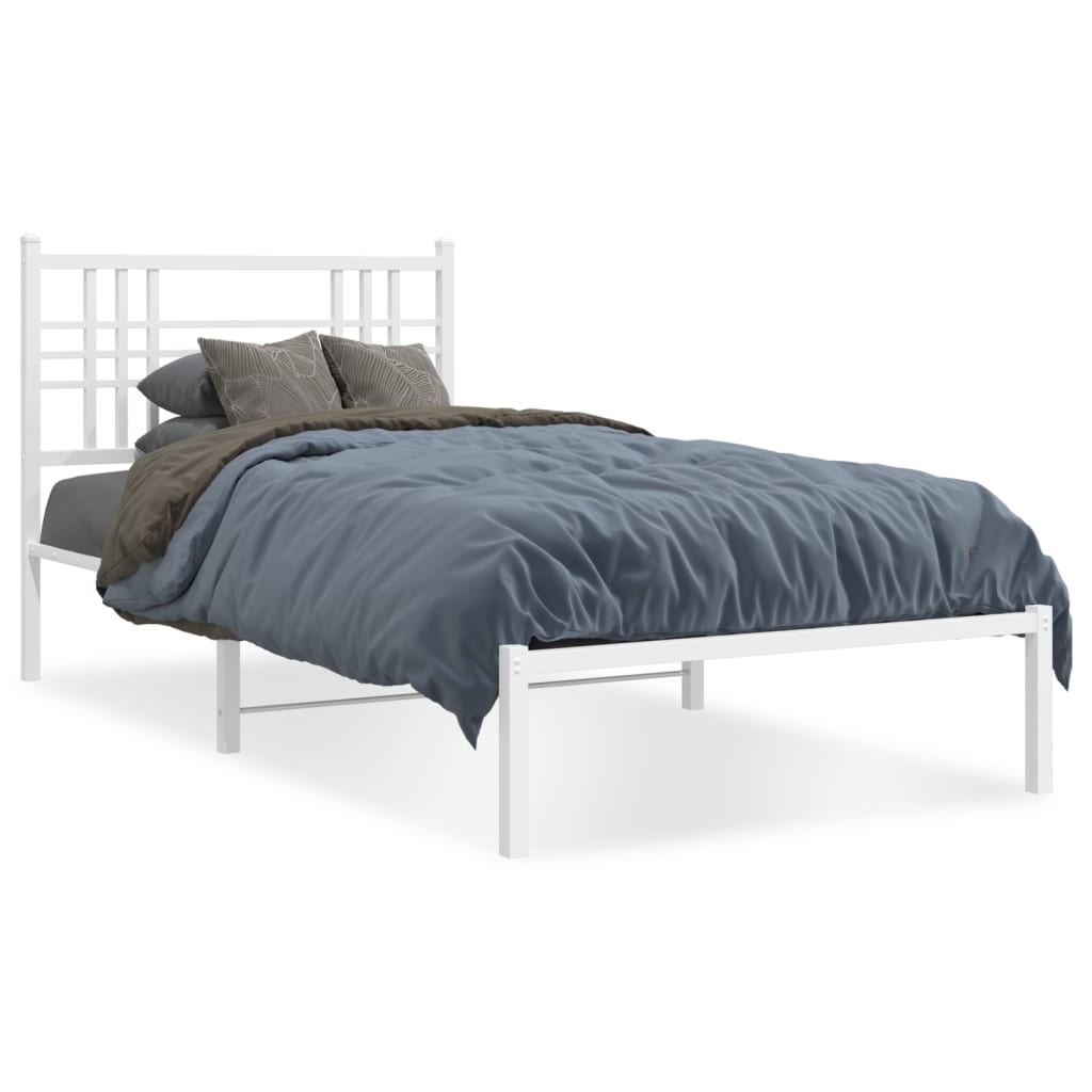 sengeramme med sengegavl 100x200 cm metal hvid
