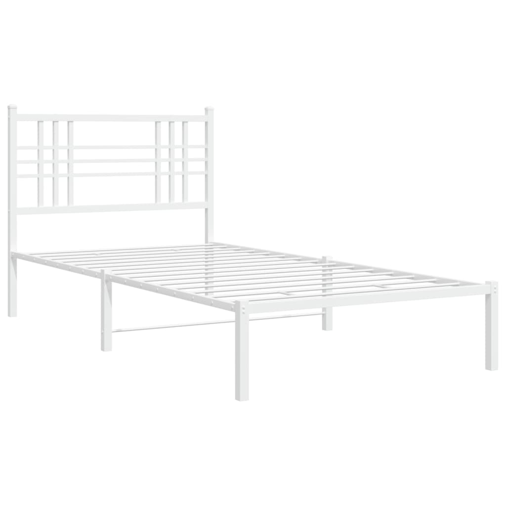 sengeramme med sengegavl 100x200 cm metal hvid