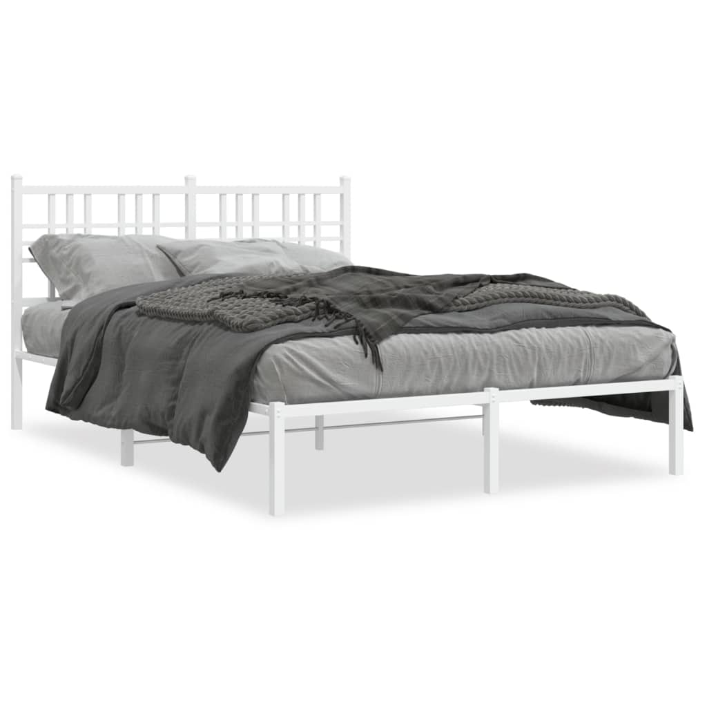 sengeramme med sengegavl 140x200 cm metal hvid