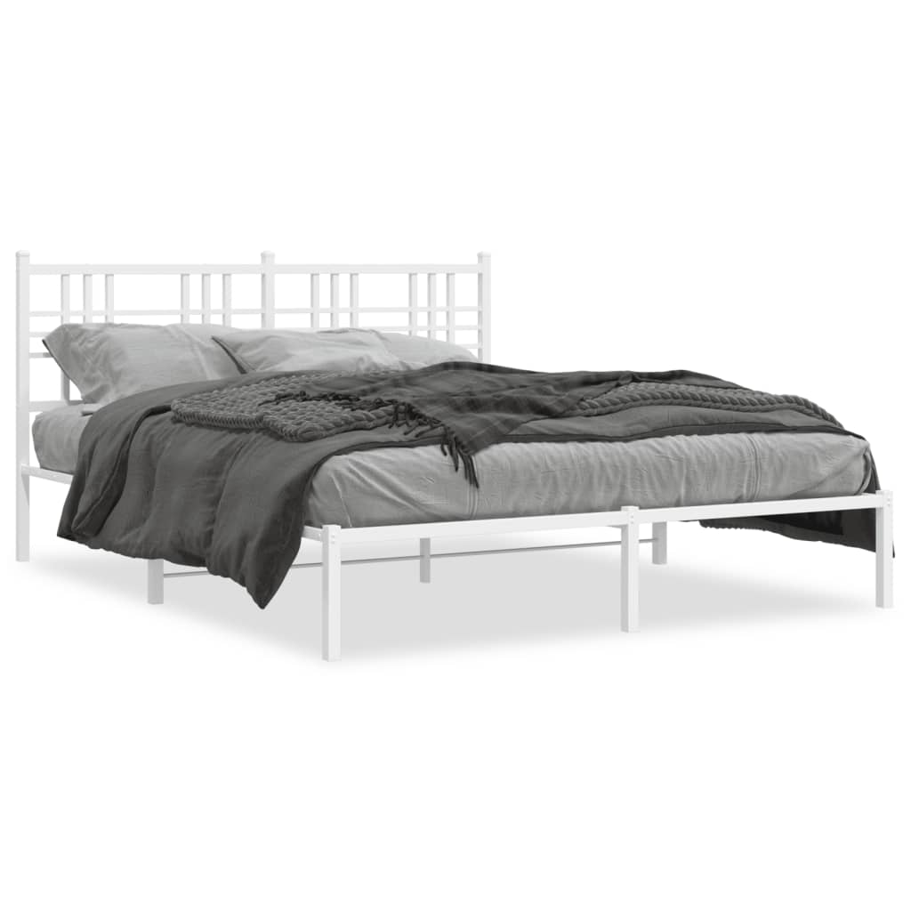 sengeramme med sengegavl 150x200 cm metal hvid