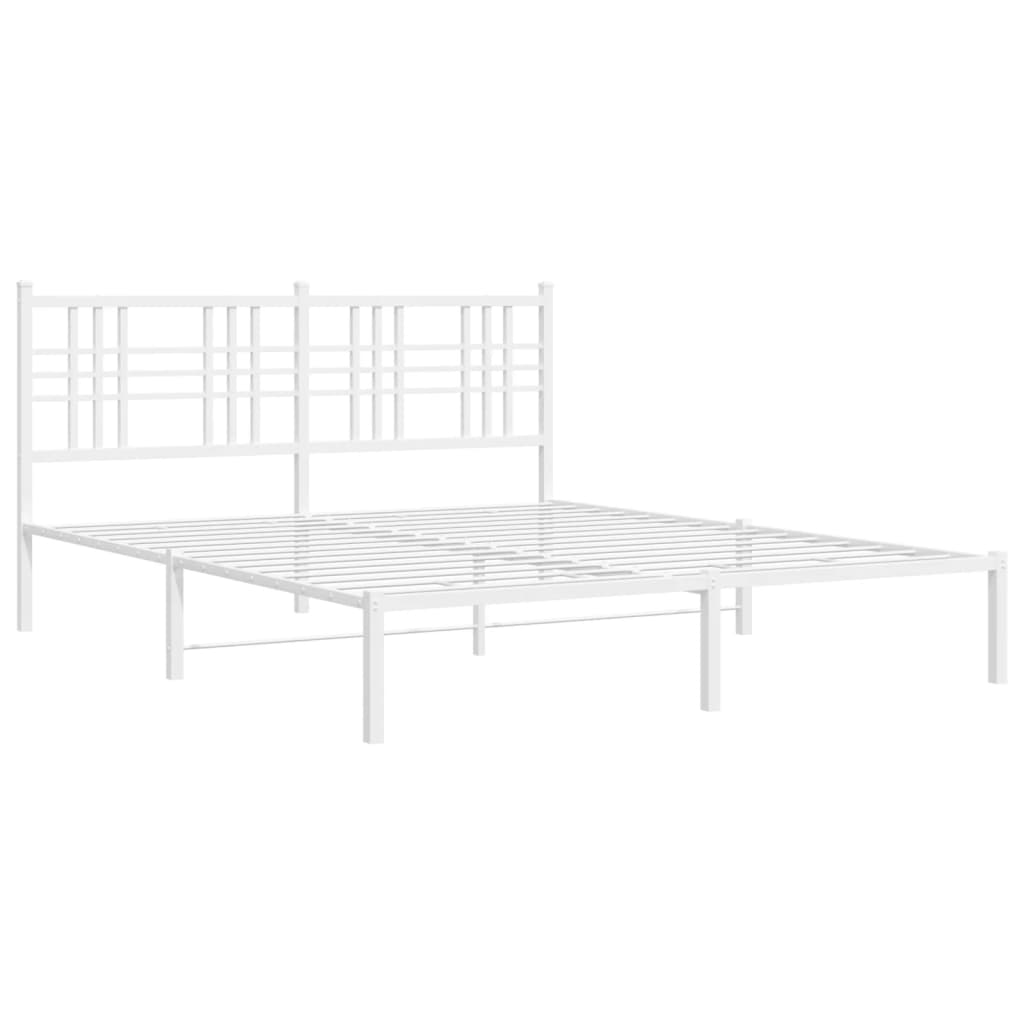 sengeramme med sengegavl 150x200 cm metal hvid