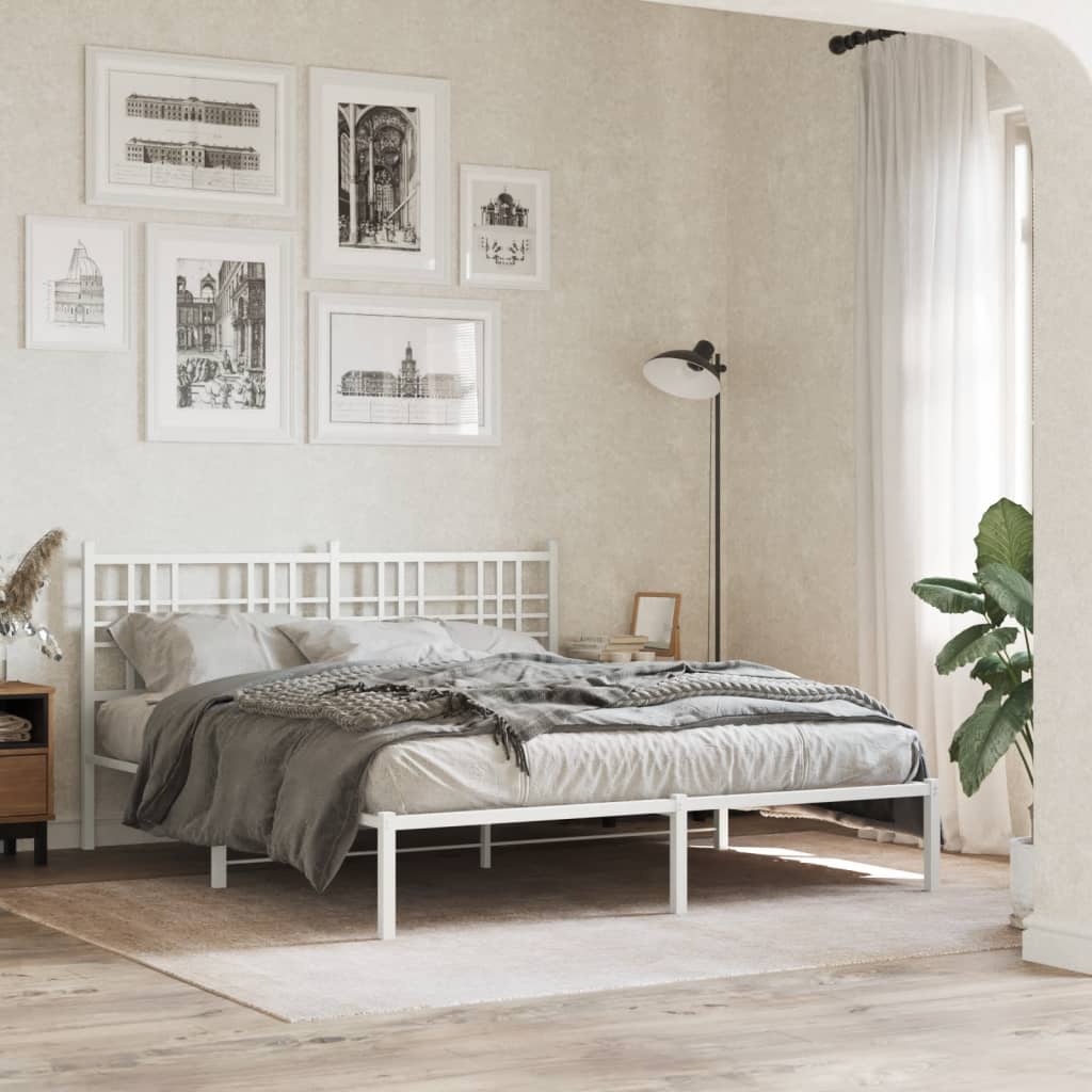 sengeramme med sengegavl 150x200 cm metal hvid