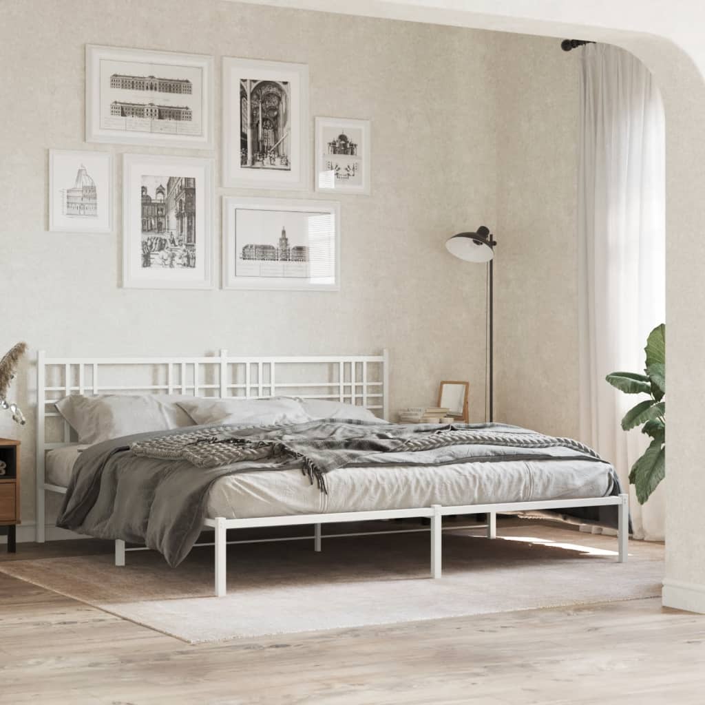 sengeramme med sengegavl 183x213 cm metal hvid