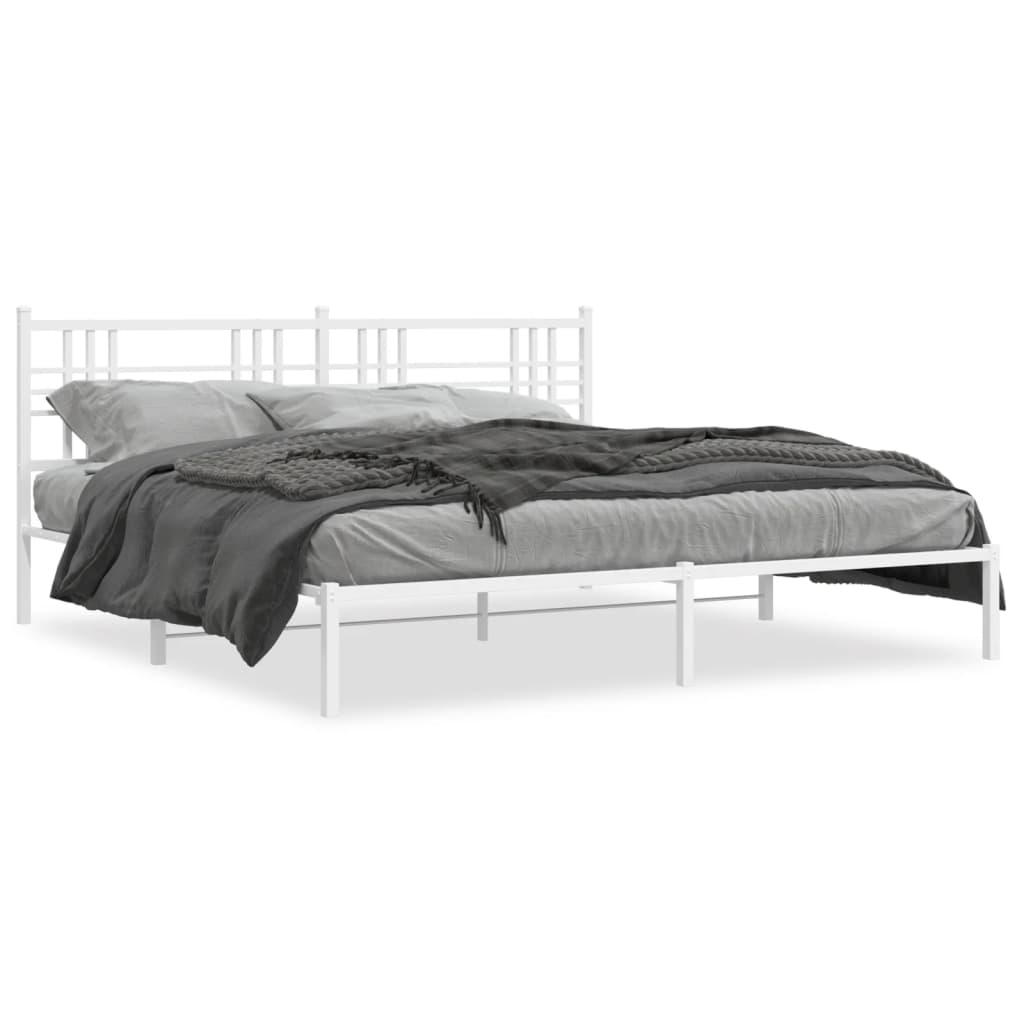 sengeramme med sengegavl 193x203 cm metal hvid