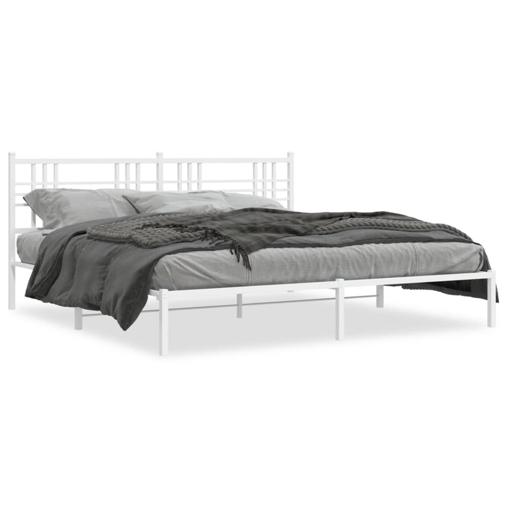 sengeramme med sengegavl 200x200 cm metal hvid