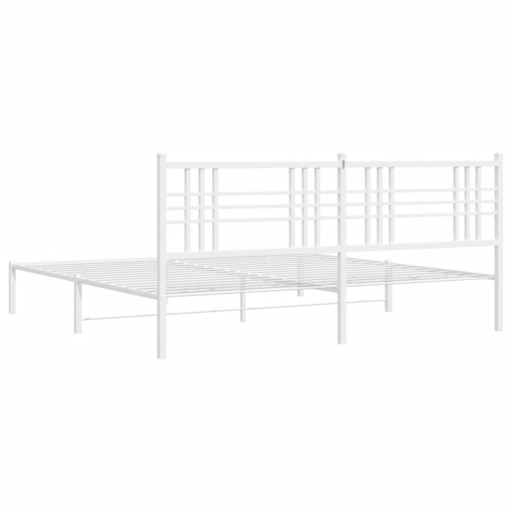 sengeramme med sengegavl 200x200 cm metal hvid