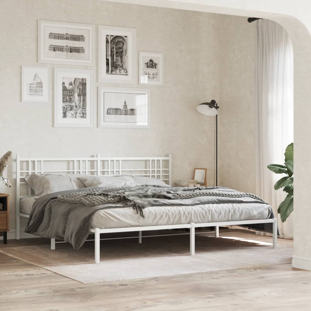 sengeramme med sengegavl 200x200 cm metal hvid