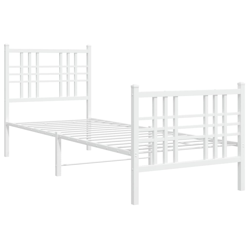 sengeramme med sengegavl og fodgærde 80x200 cm metal hvid